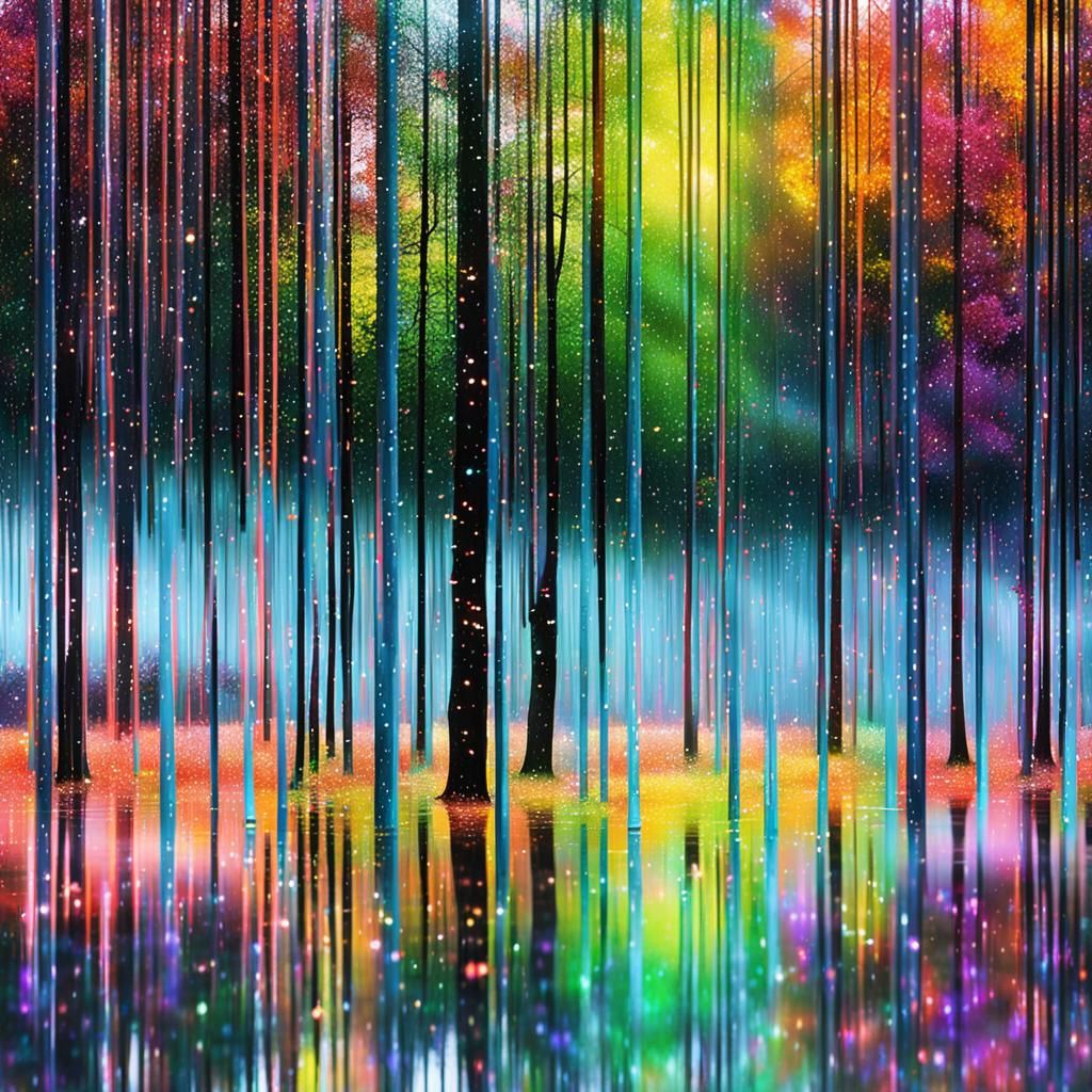 Luminous Raindrops on Translucent Trees