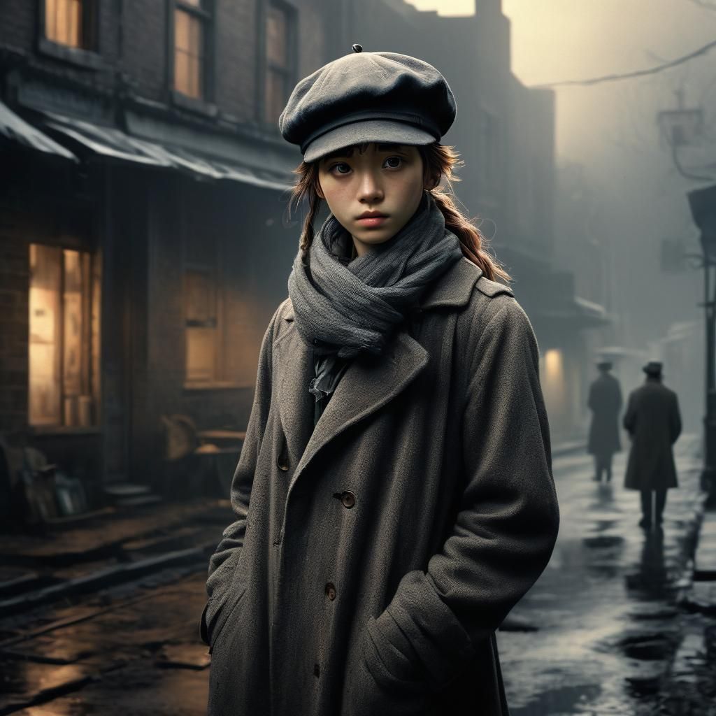 Weary Woman in 1900s Neighborhood, 3D Anime Art