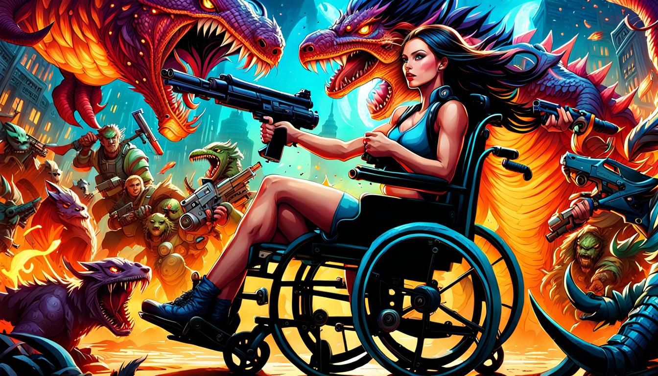Girl in Armed Wheelchair Battles Monsters