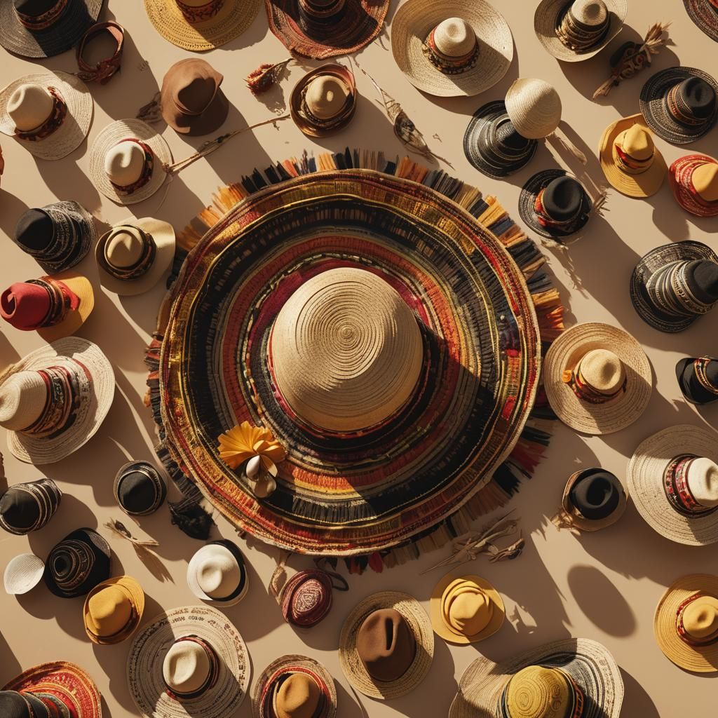 Hats from Diverse Cultures Form Symbolic Circle