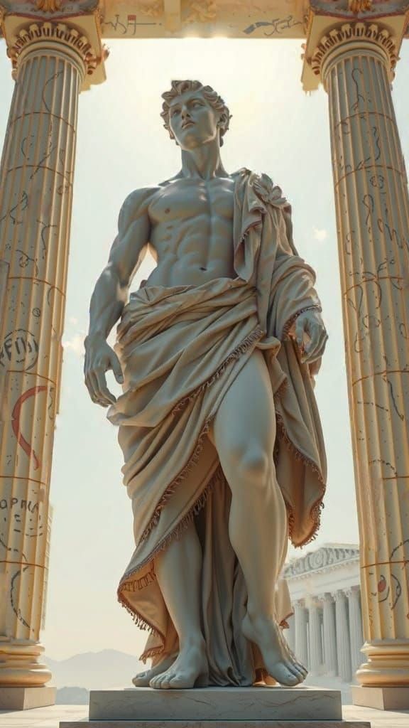 Ancient Roman Hero in Greek Temple