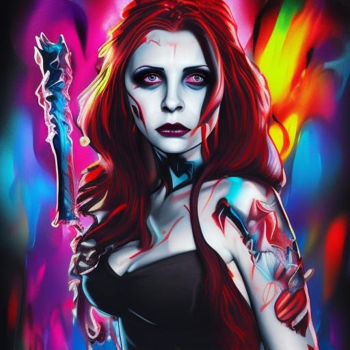 Buffy as Vampire Queen: Graffiti Splash Art