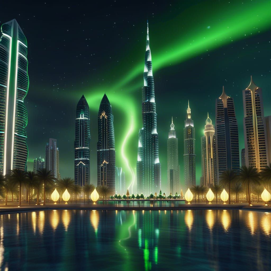 Dubai at Night: Dancing Fountains and Vivid Lights