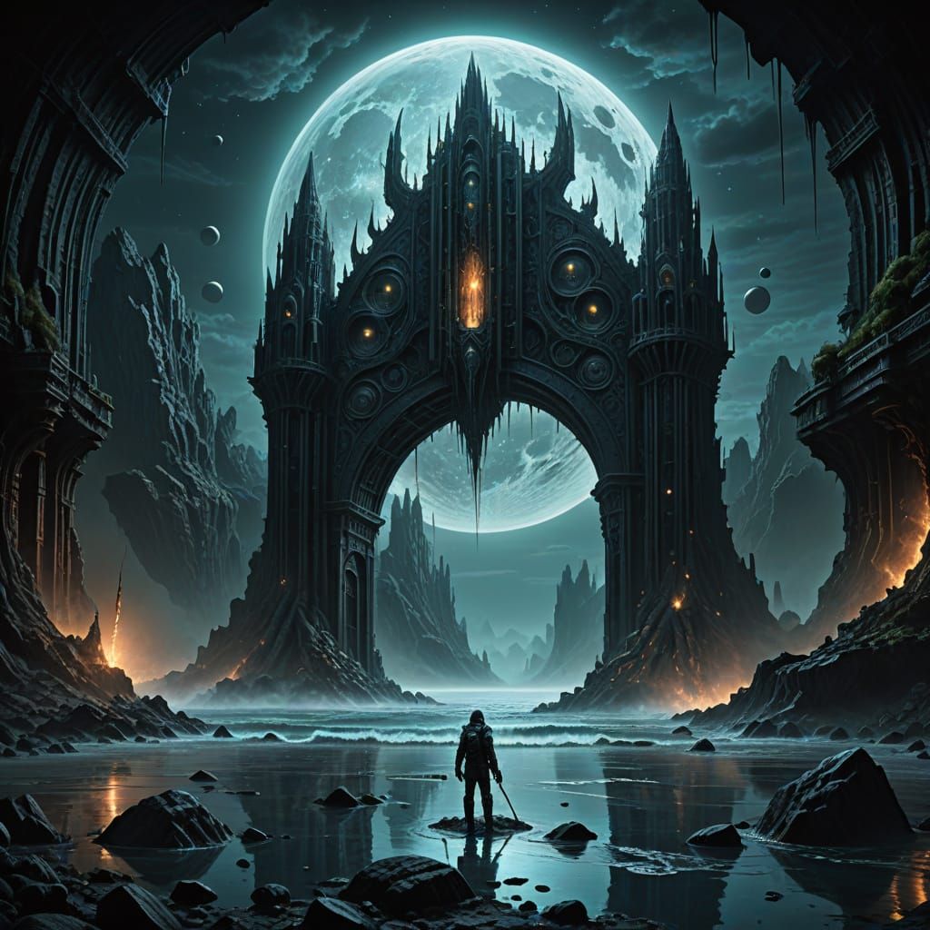 Sci-Fi Archway in Alien Ocean