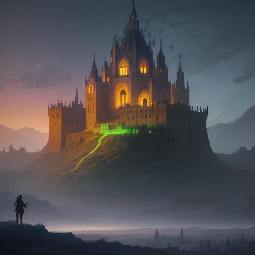 Cute Pink Unicorn in the Rain, Detailed Matte Painting