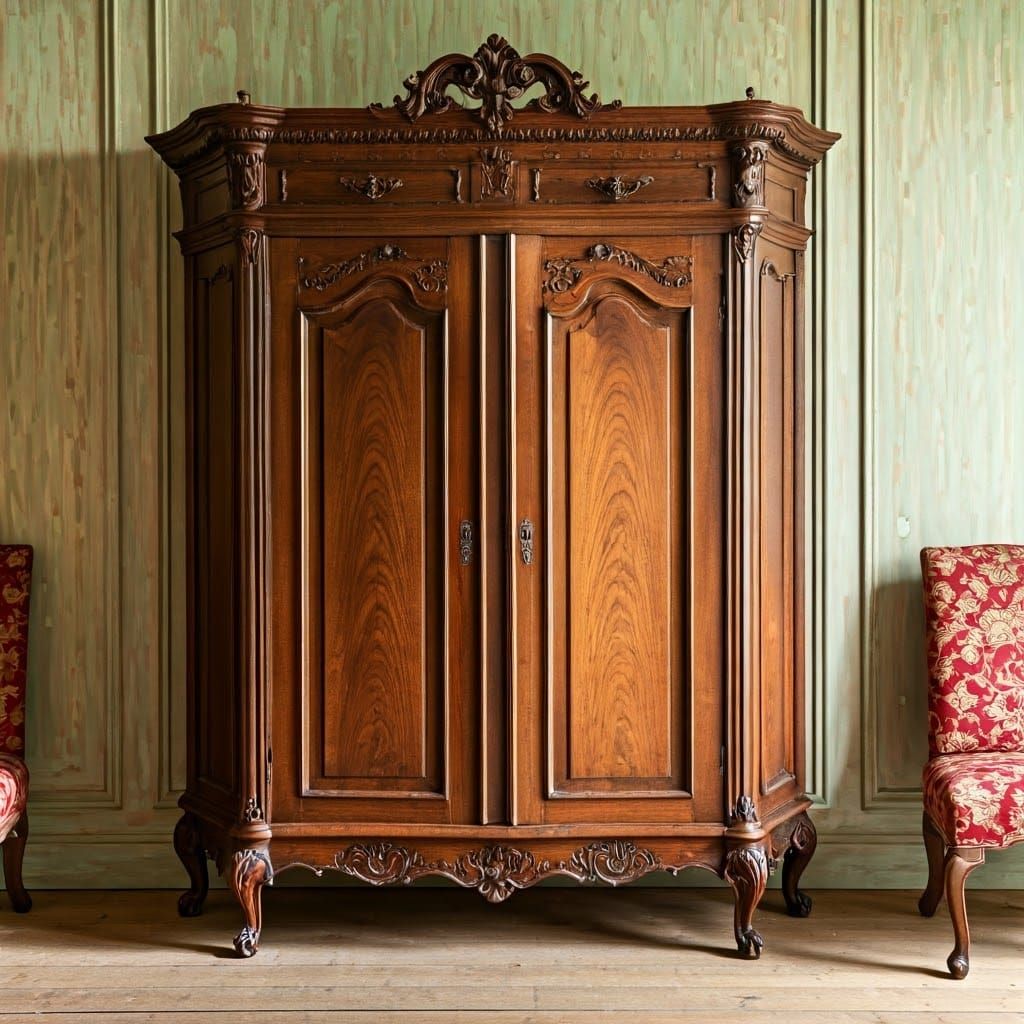 Ornate Antique Lit Clos in French Cottage Style