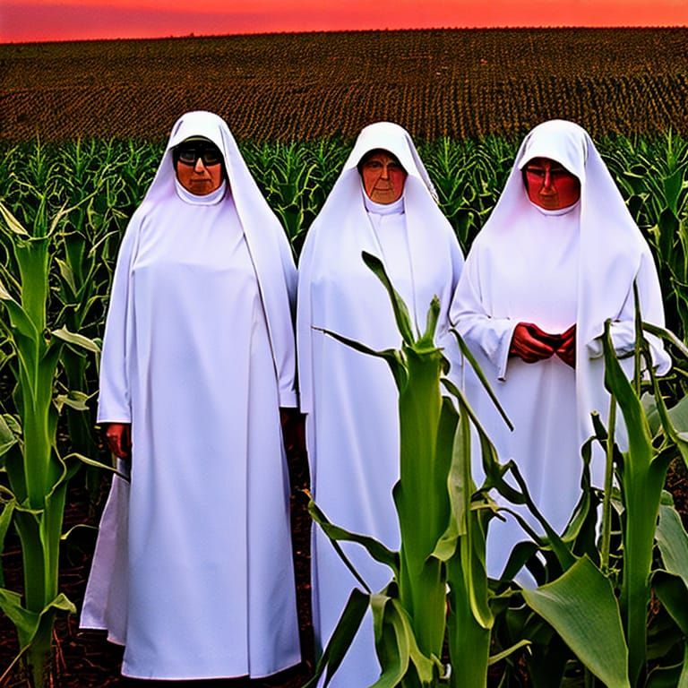 Eerie Nuns Lost in a Corn Maze
