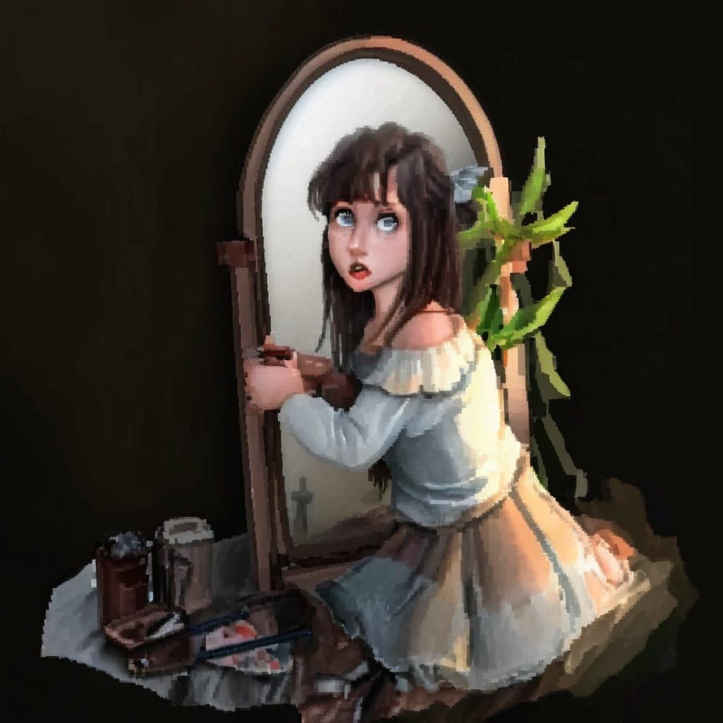 Woman in Expressive Aquarela Painting with Smudged Brushstro...