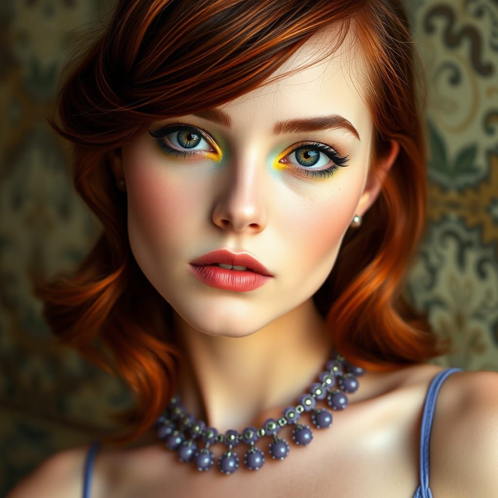 Ethereal Lady in Vibrant Colors, Inspired by Art Deco and Lu...