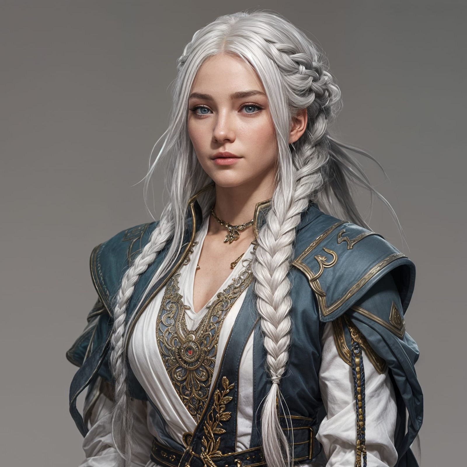 Targaryen Girl Portrait with Braided Hair in 8k