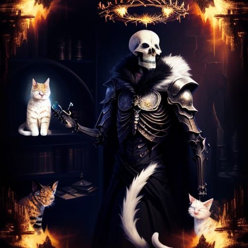 Skeletal Archlich Doting on Cats in Study