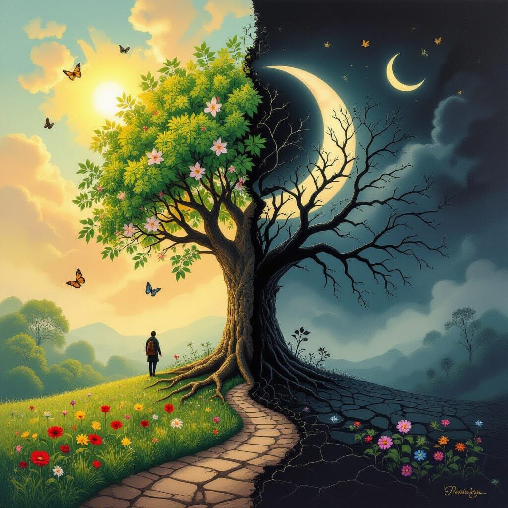 Tree of Life and Death in Surreal Style