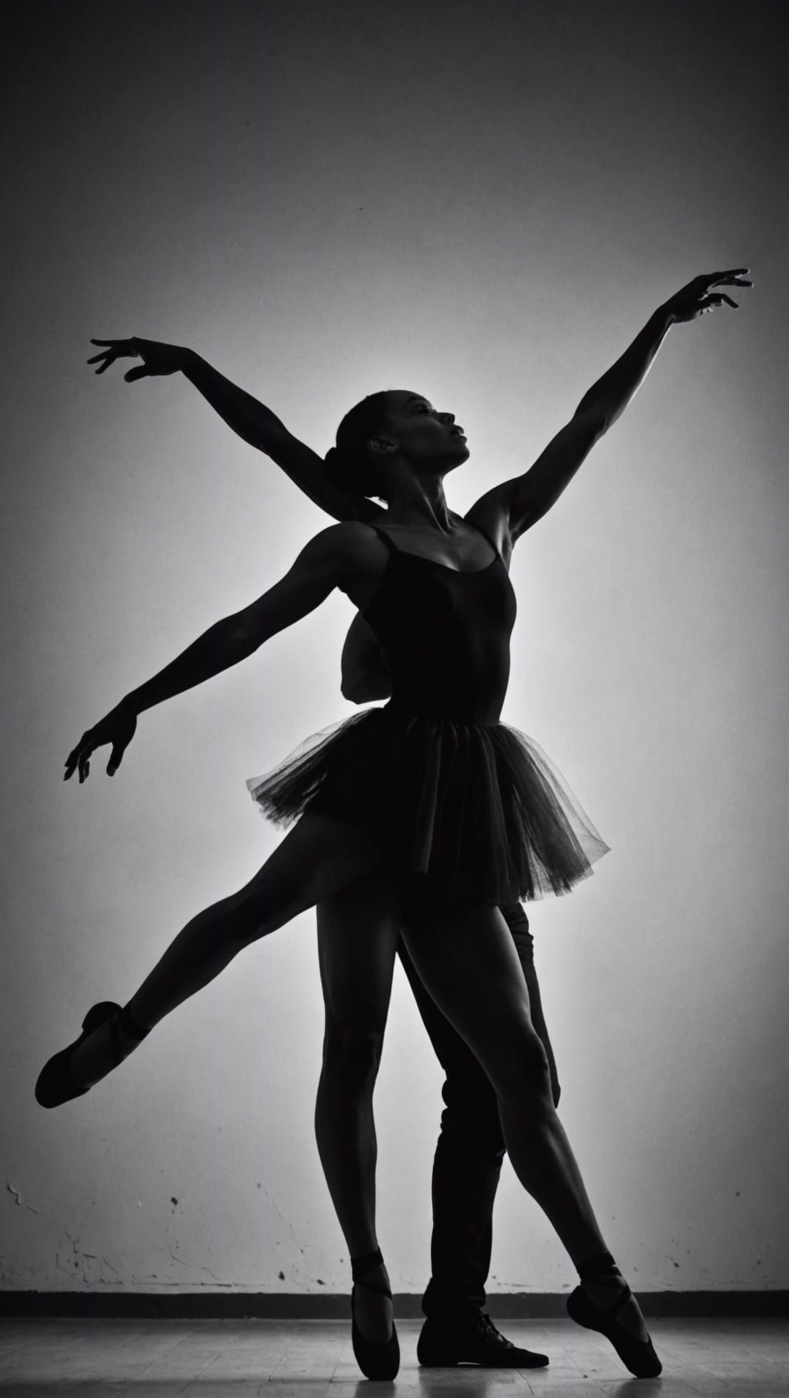 Dramatic Ballerina Portrait in Black and White