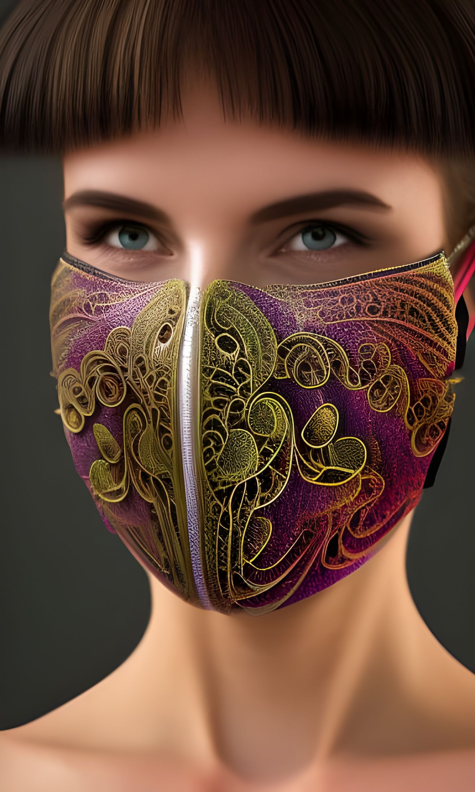Filigree Fractal Face Mask: Haute Couture Model