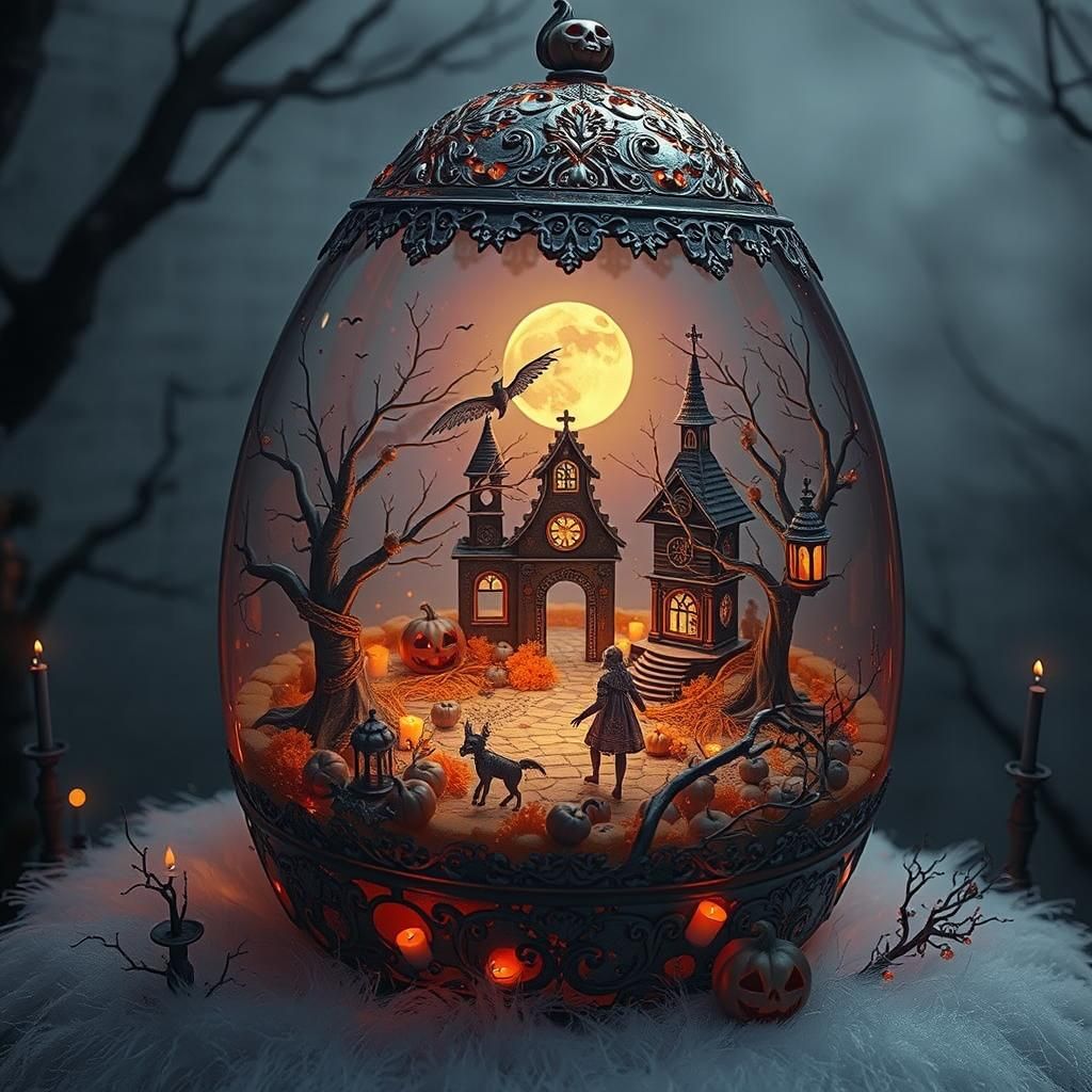 Halloween Fairytale Scene Inside Faberge Egg