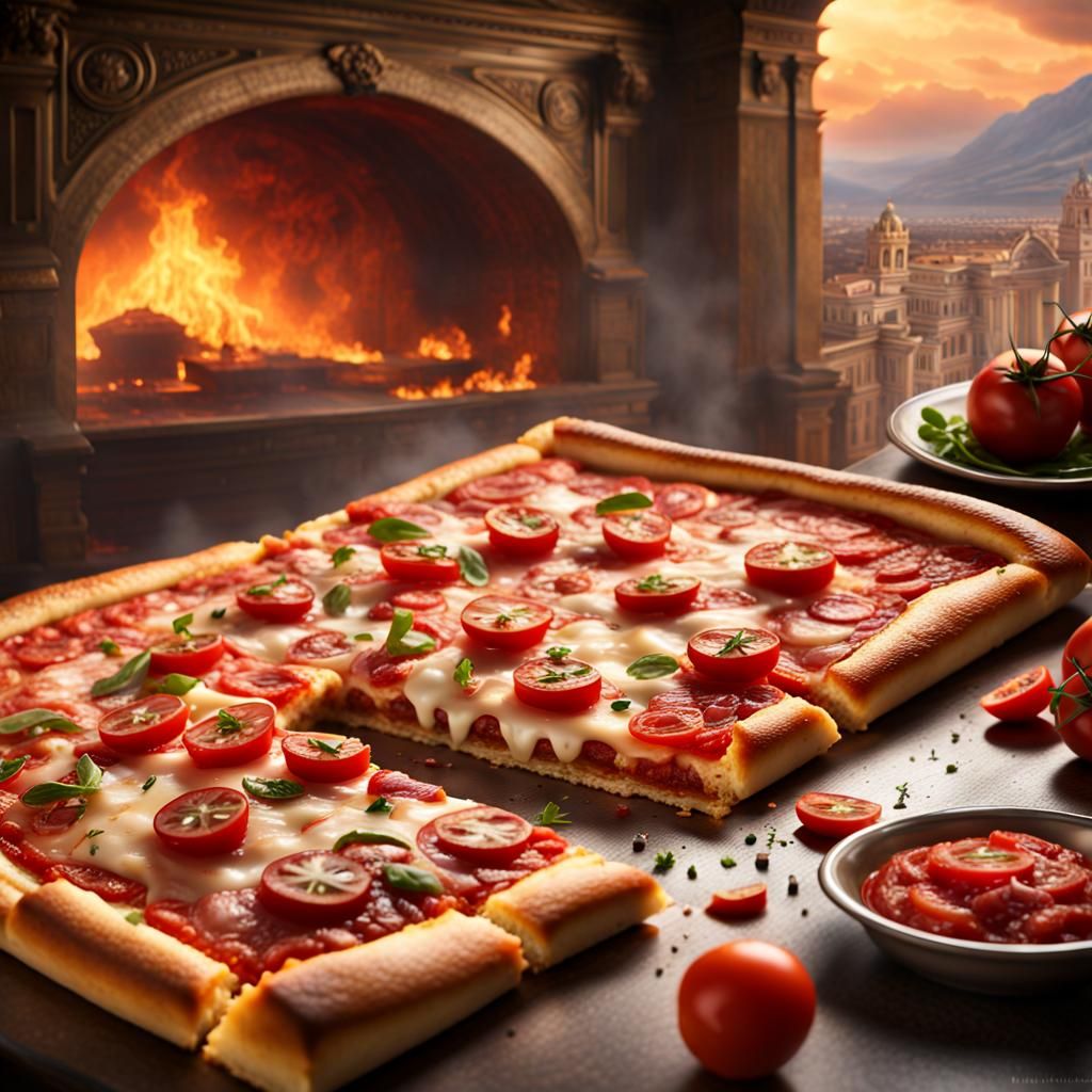 Epic Sicilian Pizza: Hyperdetailed Digital Matte Painting