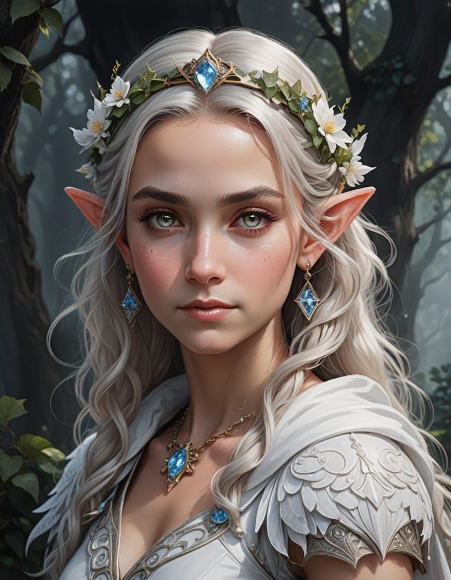 Ethereal Elf Princess Portrait in Radiant Colors