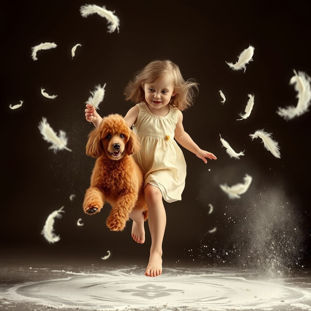 Barefoot Girl in Flourstorm: 3D Rendered Serenity