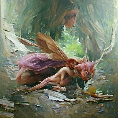 Fae Creature in Oil Painting Style