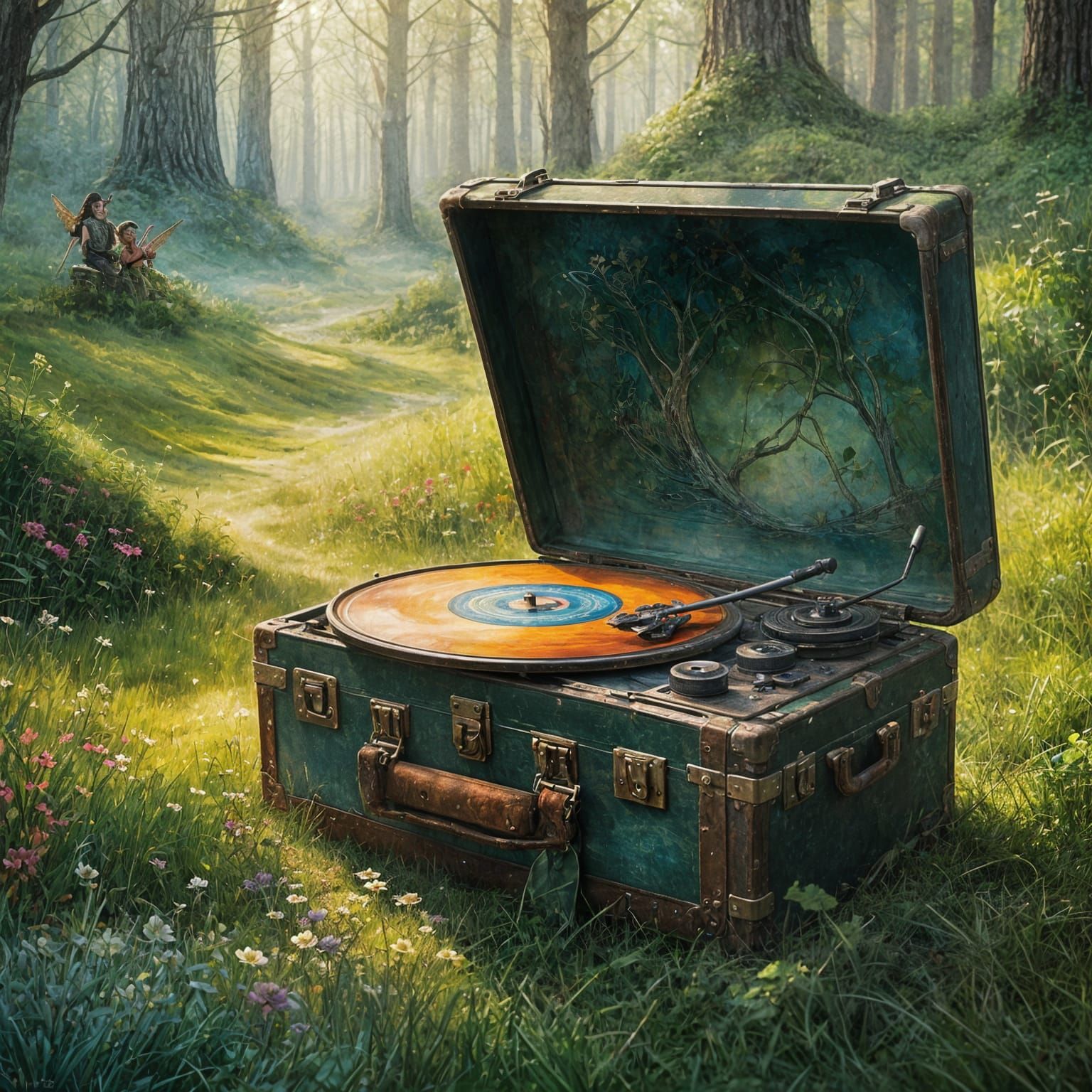 Fairies Dance to Music in Forest Suitcase