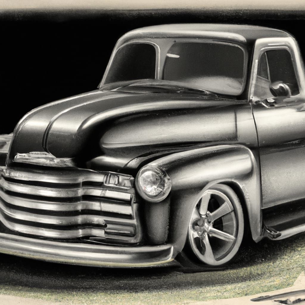 Detailed Charcoal Drawing of 1949 Chevy Pickup