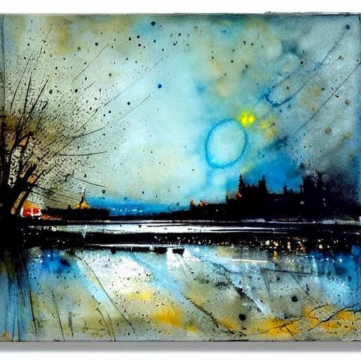 Abstract Watercolor Landscape Painting