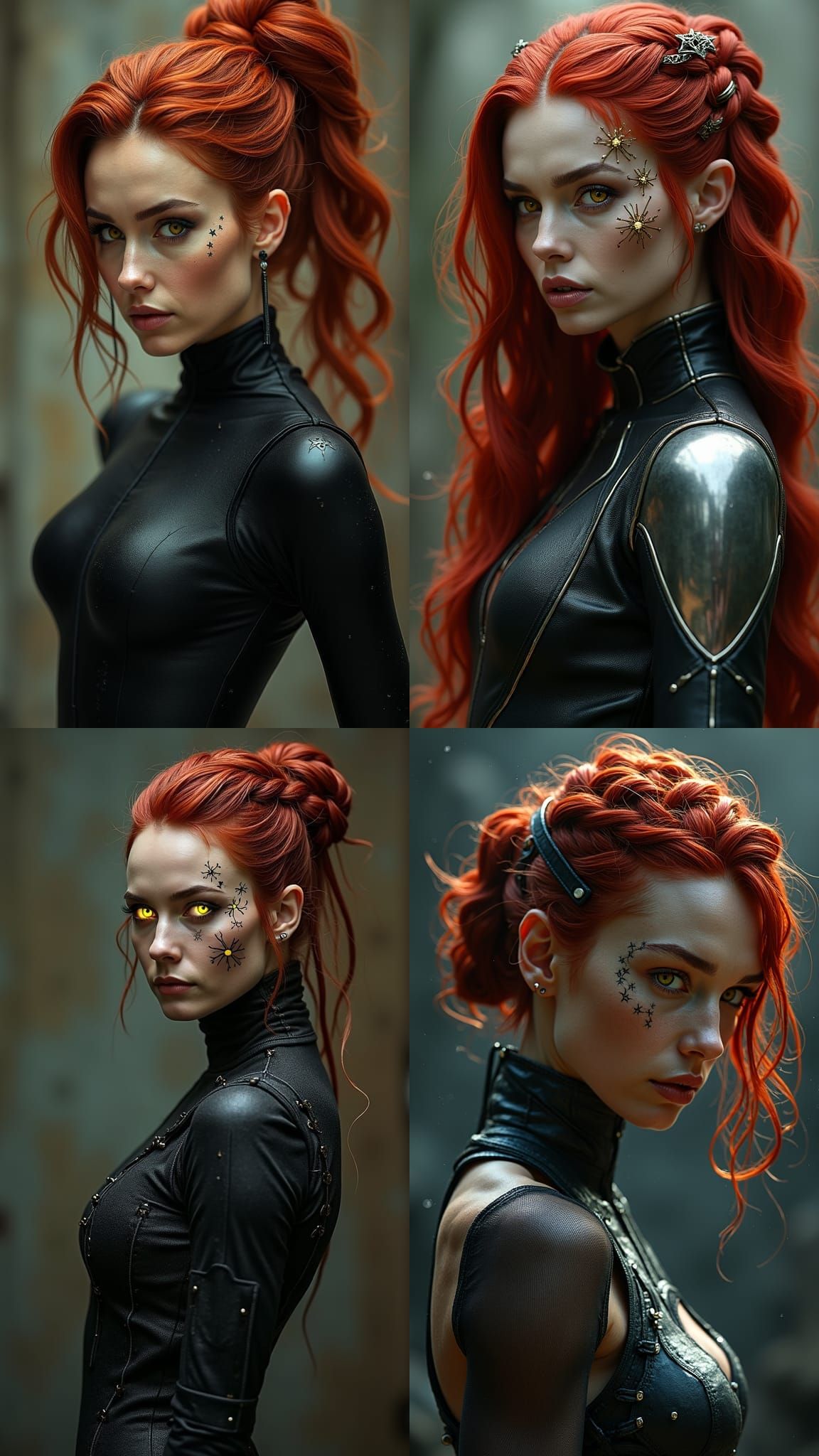 Red-Haired Woman with Yellow Eyes, Hyperrealistic Portrait