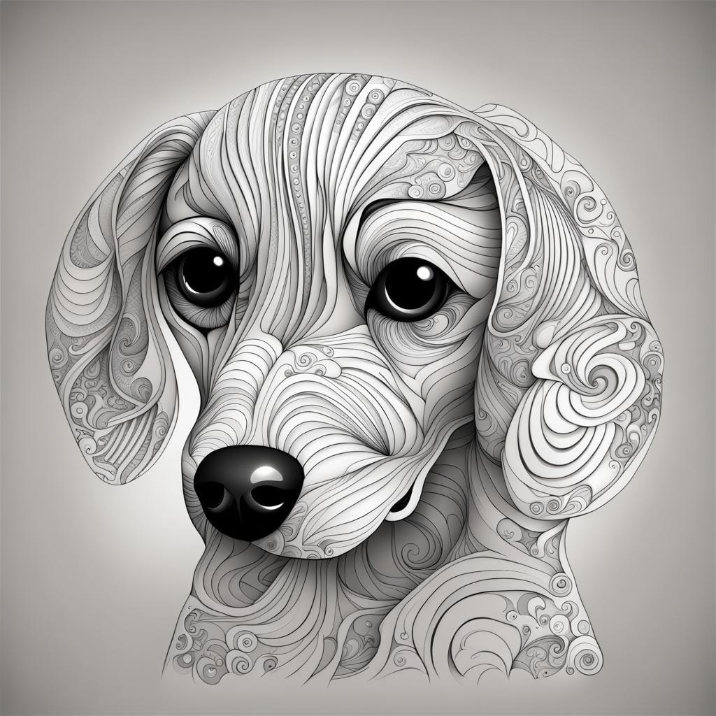 Cute Dog with Abstract Fractal Design