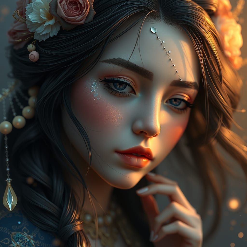 Gentle Girl: Detailed Matte Painting in 8k