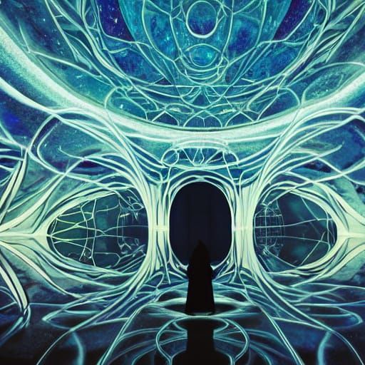 Halls of Amanti. ENTAZIS ZONE inverted phase architectronics Cold lotus dark atmospheric maximalist digital matte paint...