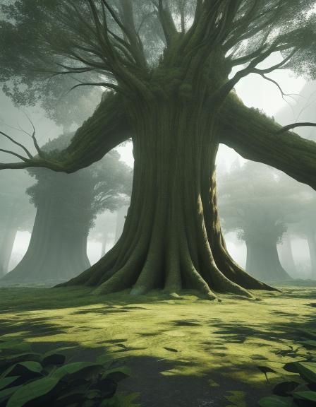 Giant trees spawning golems to attack the angels trying to c...