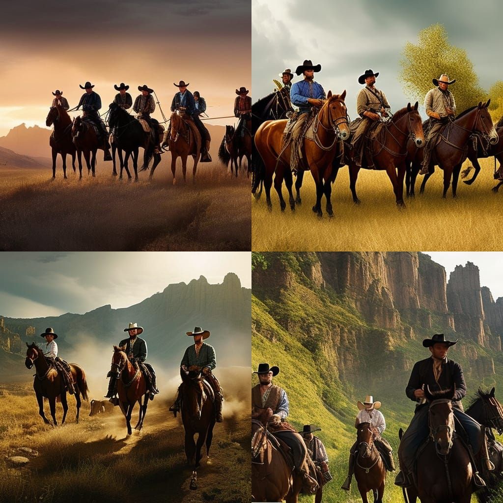 Cowboys on Horseback: A Wild West Scene