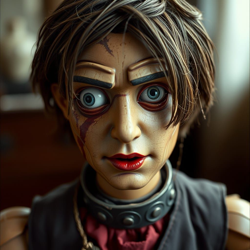 Sinister Doll-Man Hybrid: A Cinematic Still