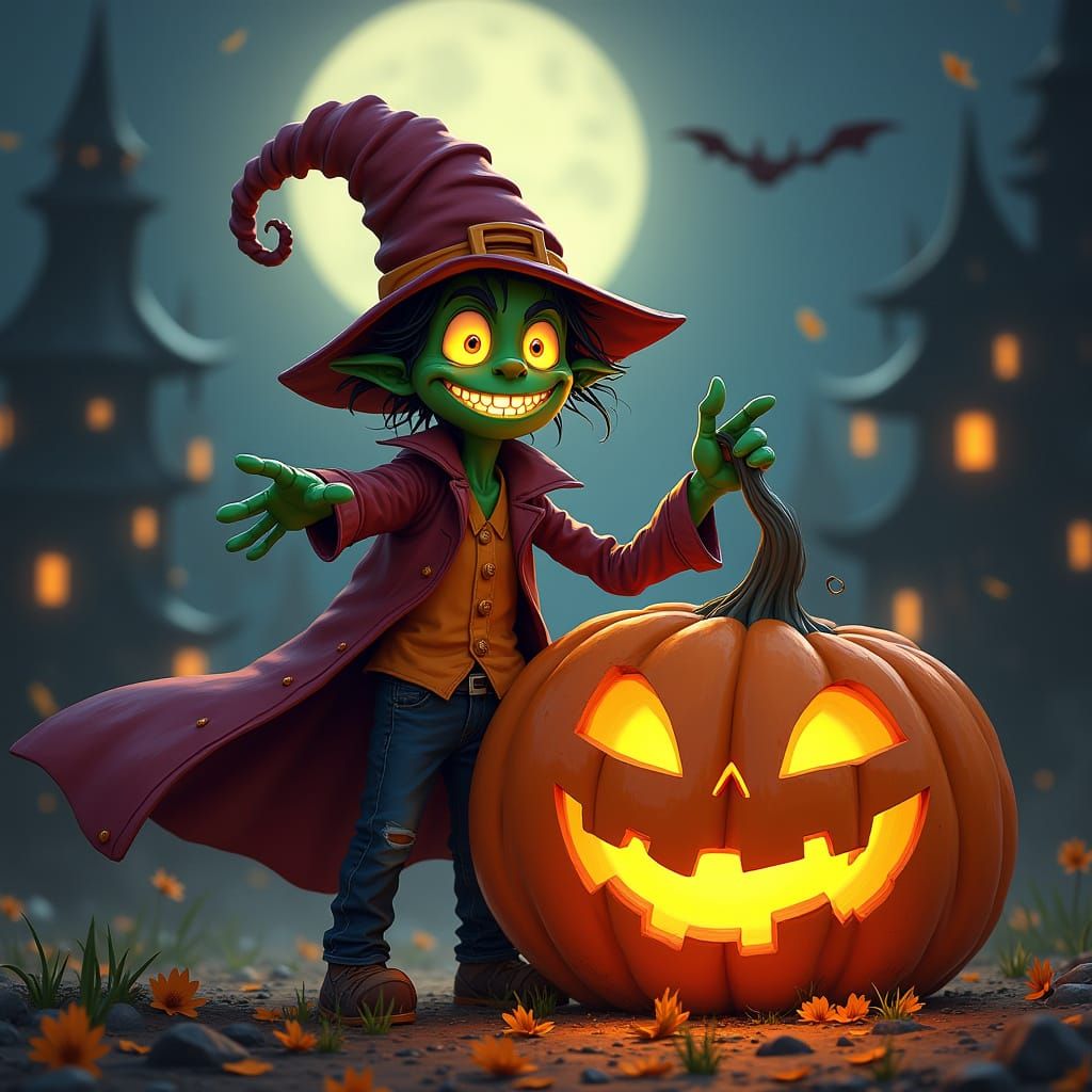 Spooky Halloween Scene With Twisted Trick-Or-Treaters