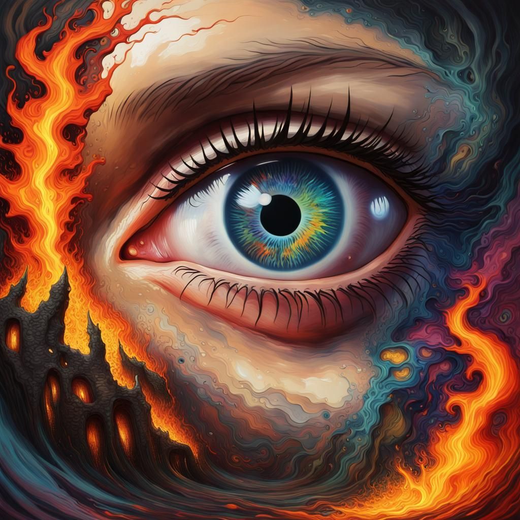 Splash surreal art ,mother eye watching the Earth