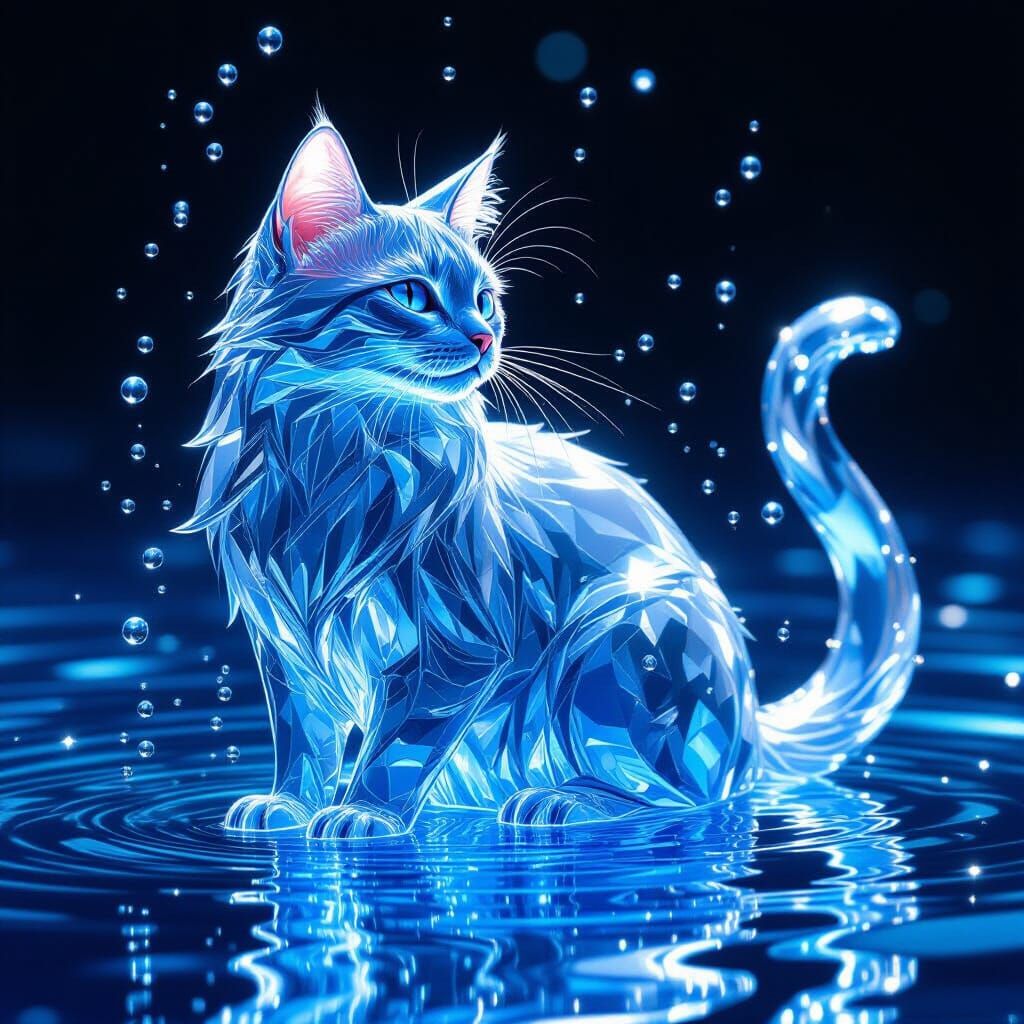 Majestic Water Cat Shimmering in Sunlight