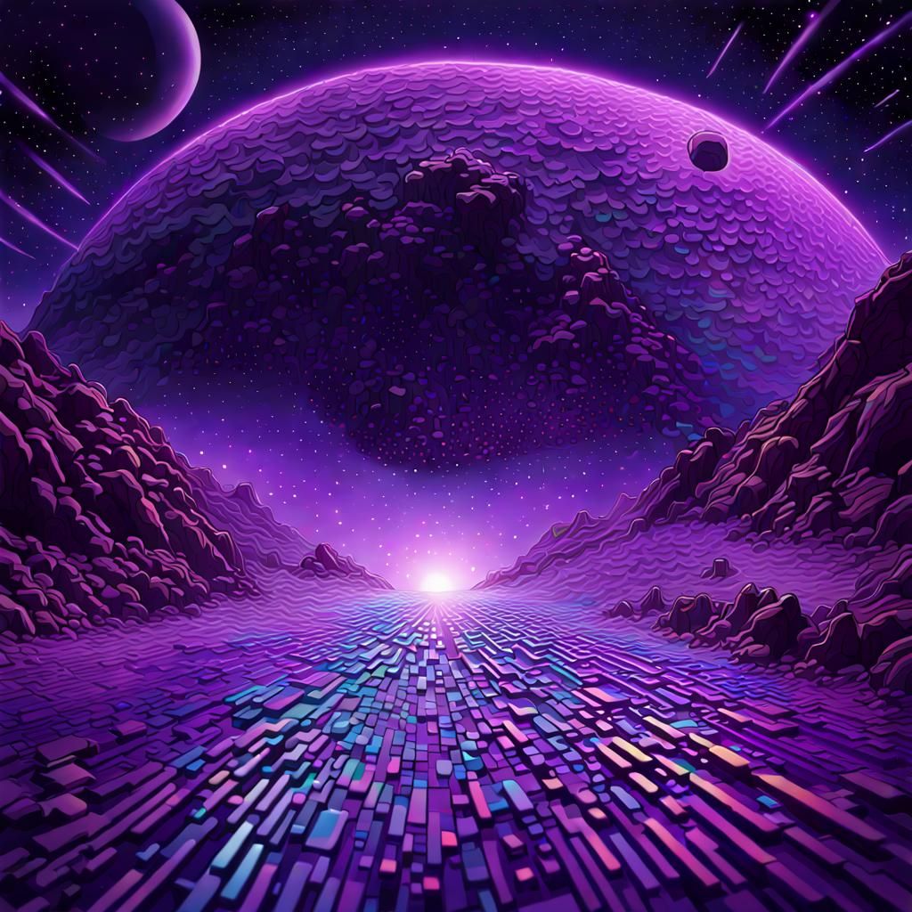 Hyperrealistic Purple Comet in Psychedelic Space