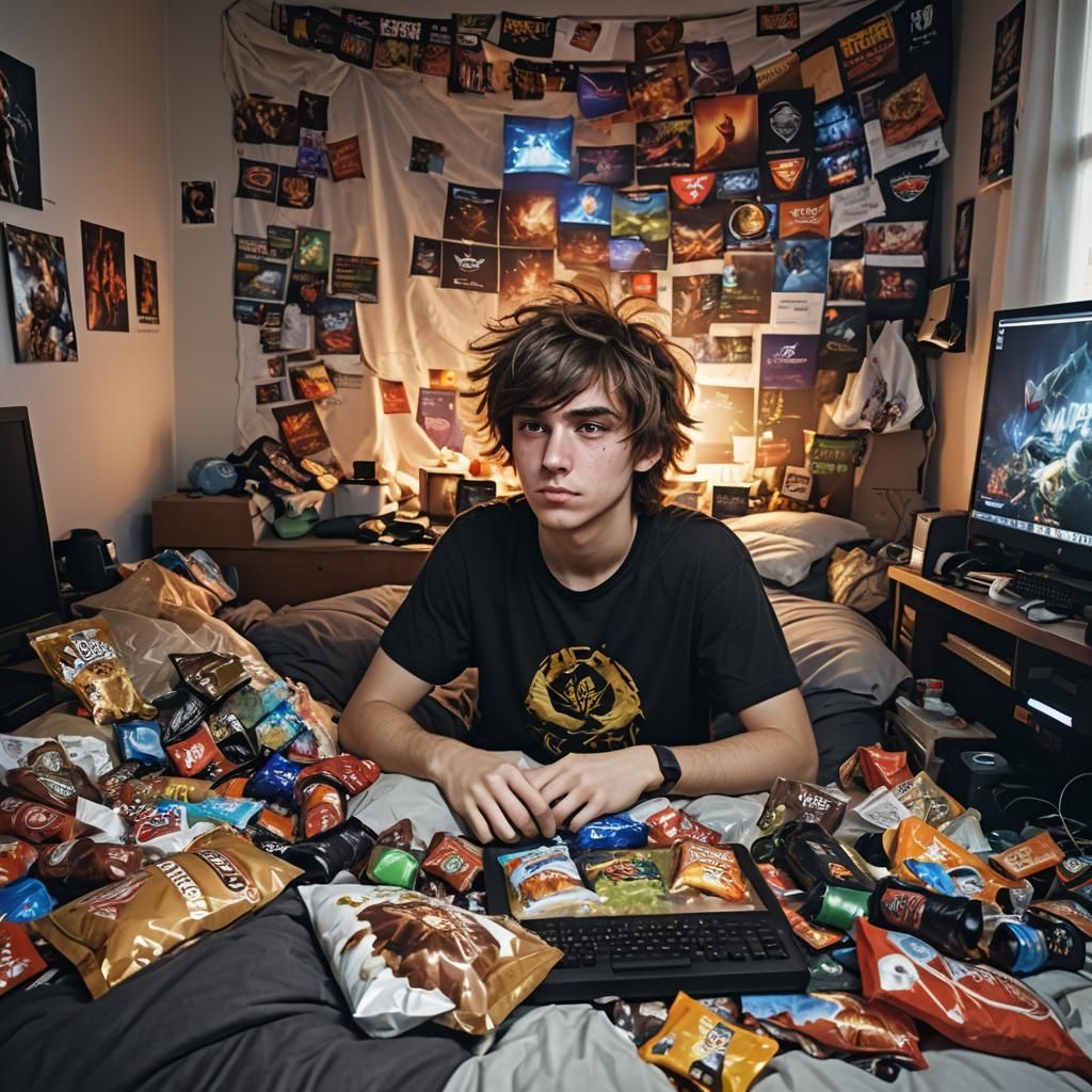 Teen Gamer Lost in Digital World