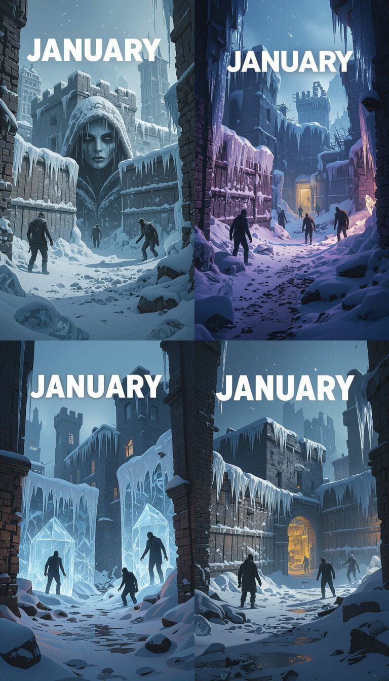 Surreal Frozen Hideout in Ruined City 3D Render