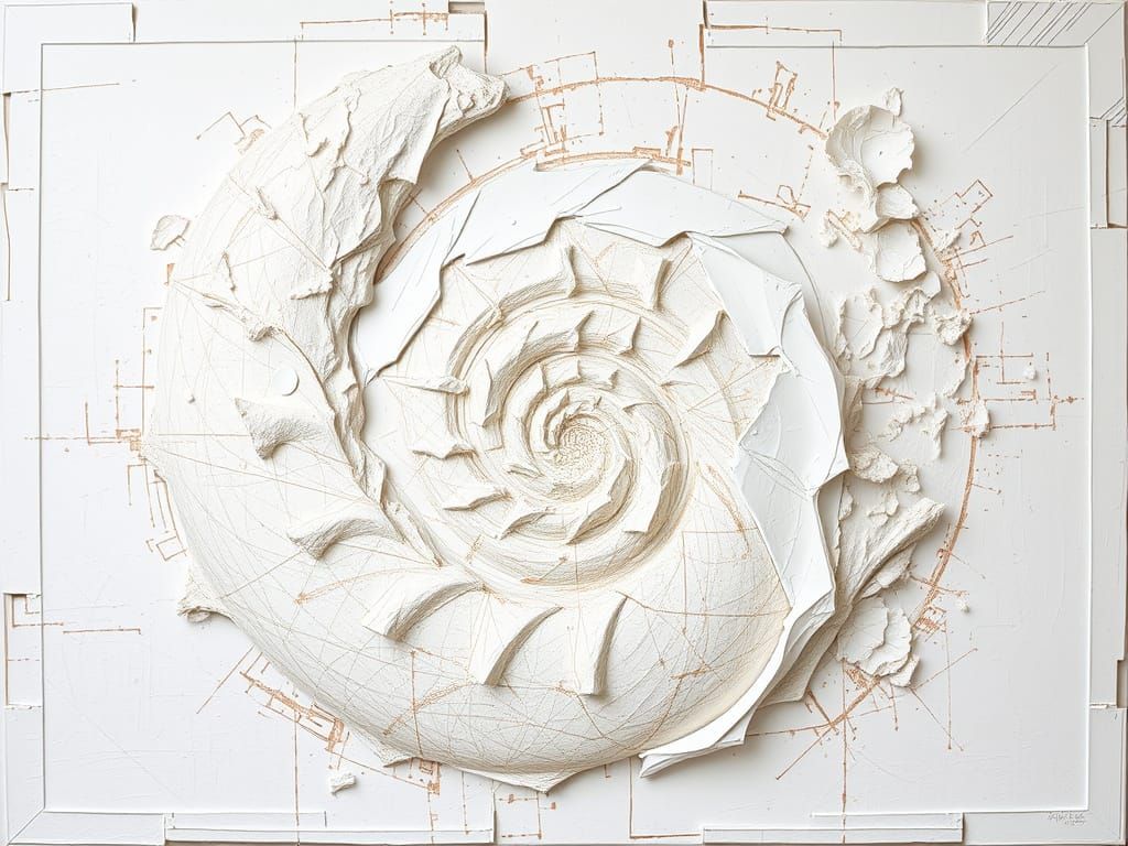 Whitespace Sculpture in Geometric Impasto Style