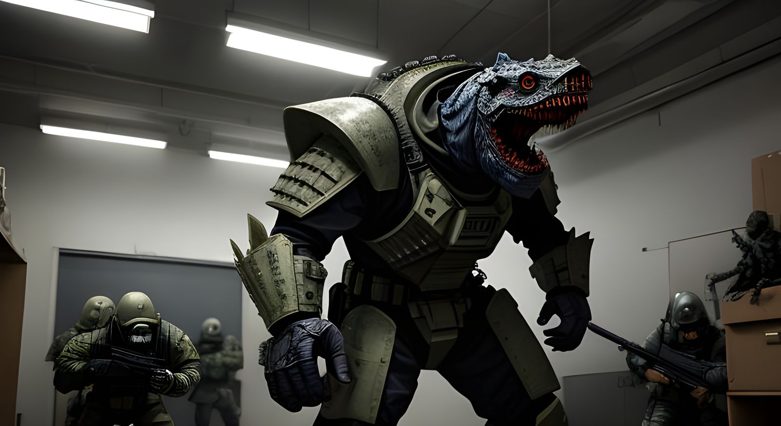 Armored Special Forces Fight Monster in Backrooms