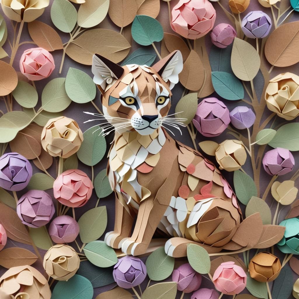 Whimsical Paper Art with Origami and Felt Puma