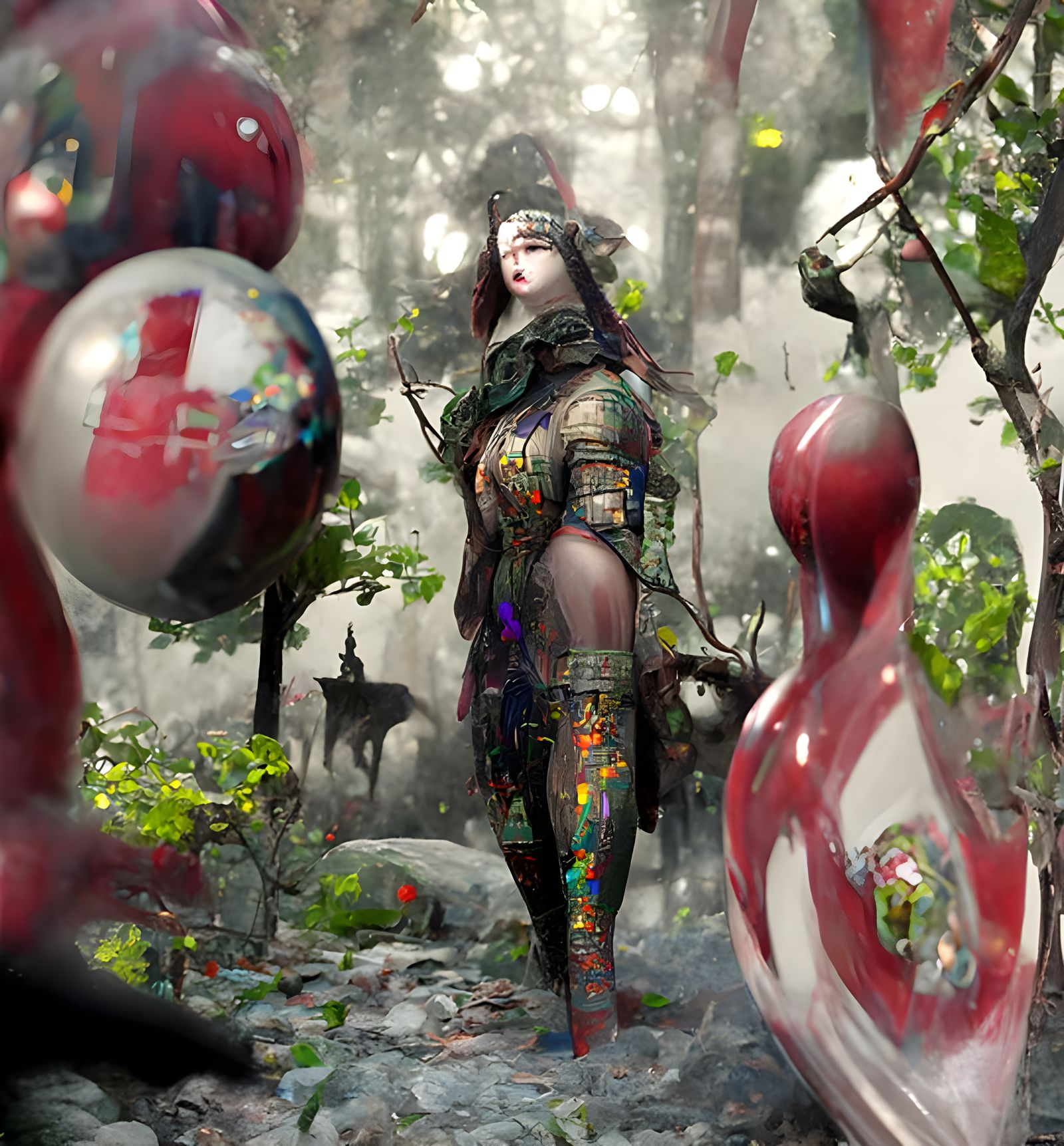 8-bit Pixel Art Huntress in Deep Woods