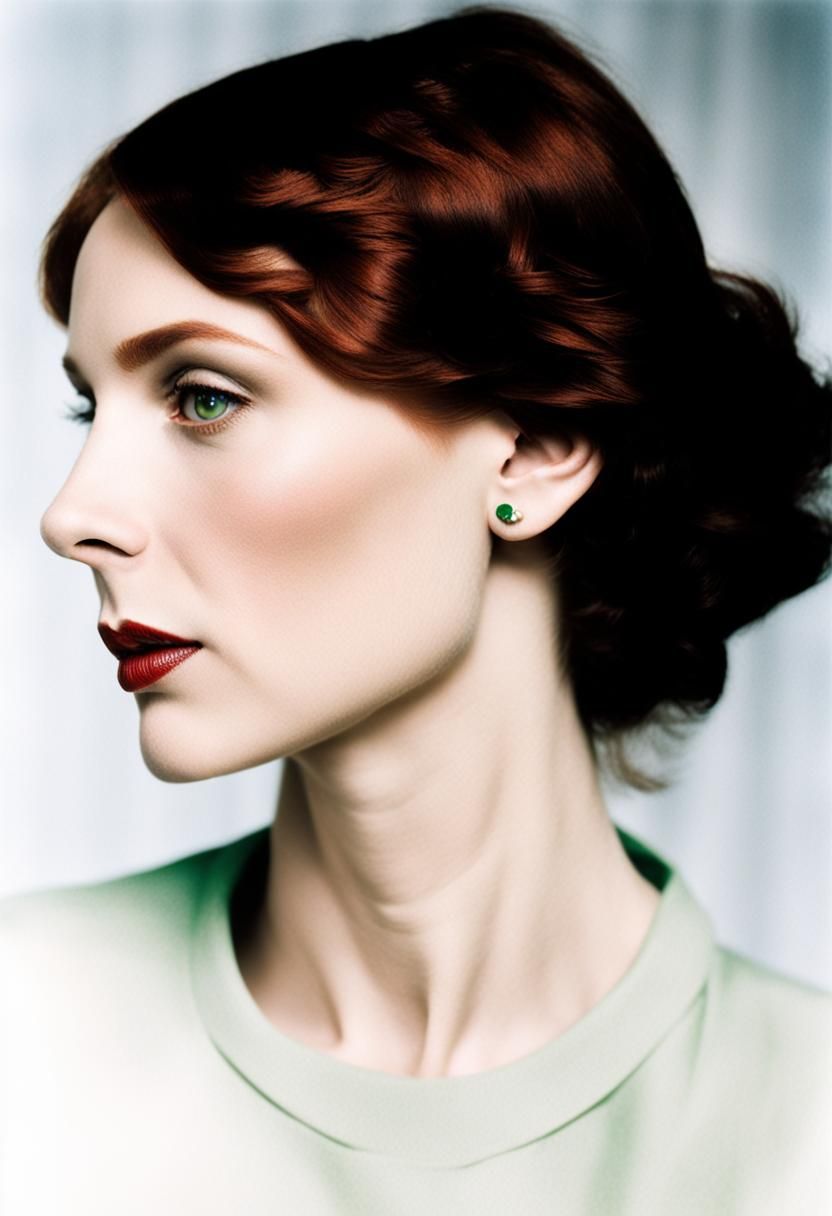 Elegant Lady Portrait in Polaroid Style