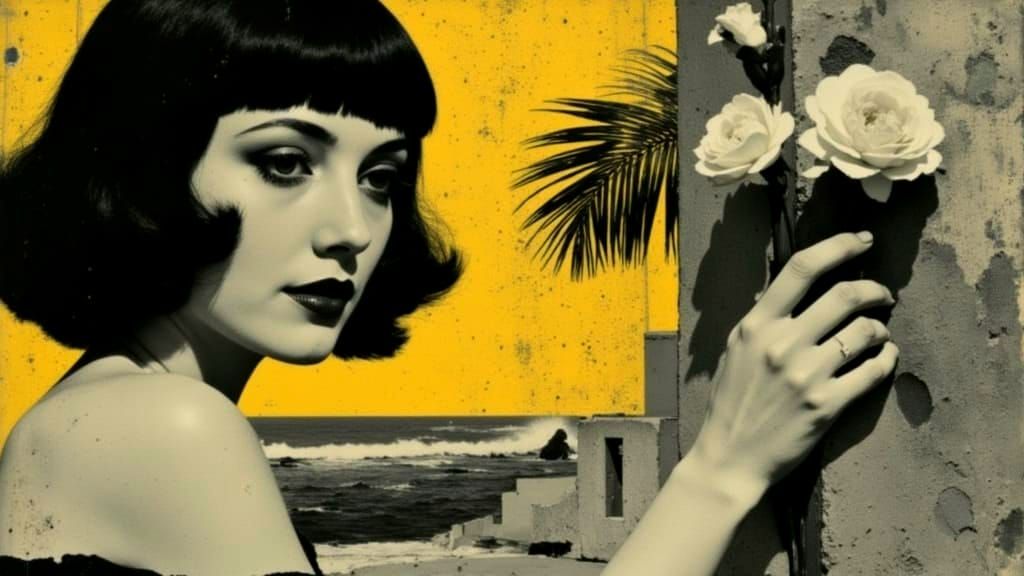 Nightclub Singer in Art Deco Geometric Impasto Style