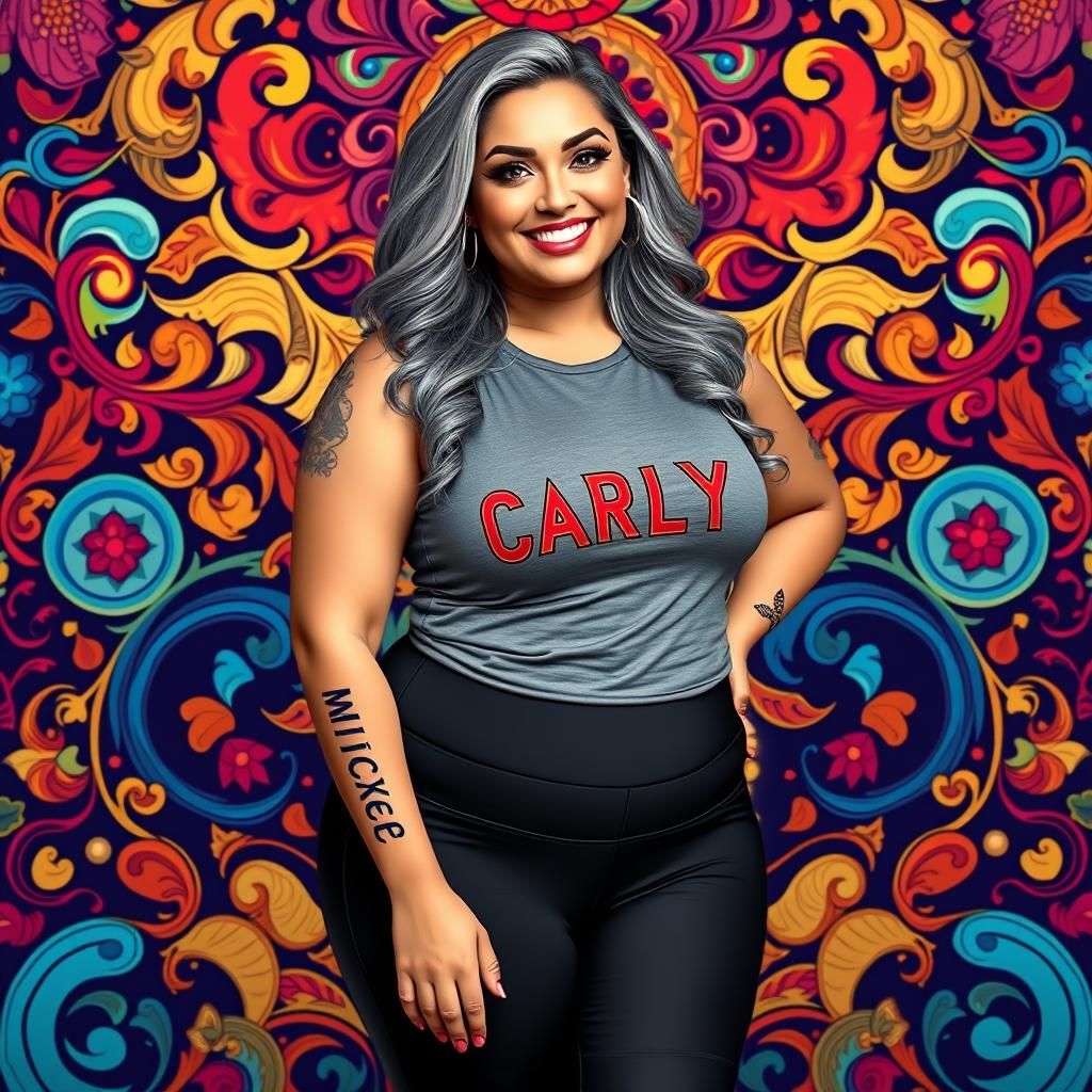 Curvy Beauty in Gym Clothes with Colorful Tattoo