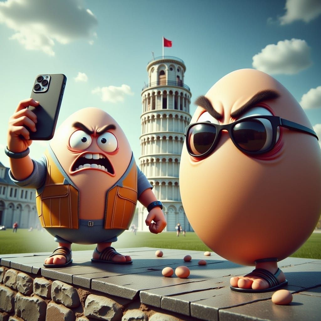 An Angry Egg photobombing an Angry Egg tourist who is taking...