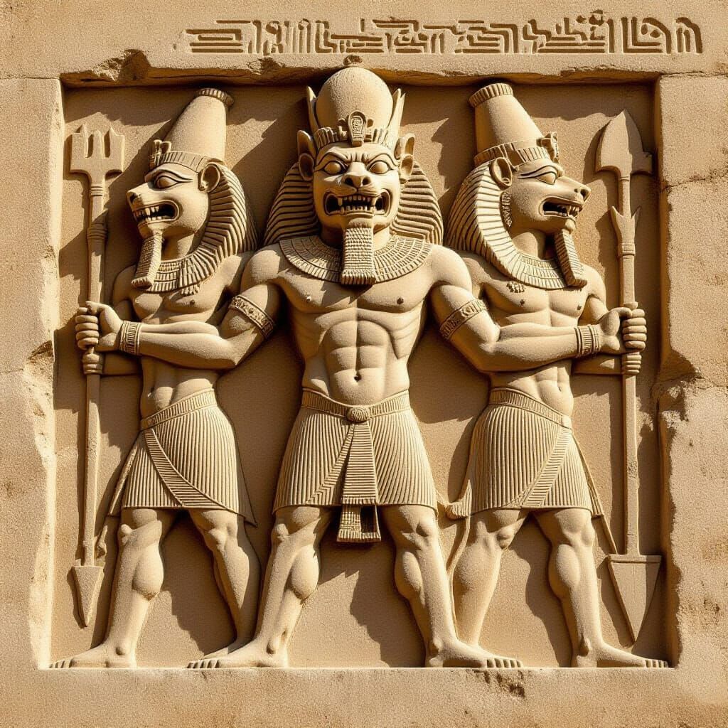 Apedemak Relief Carving in Meroitic Egyptian Style