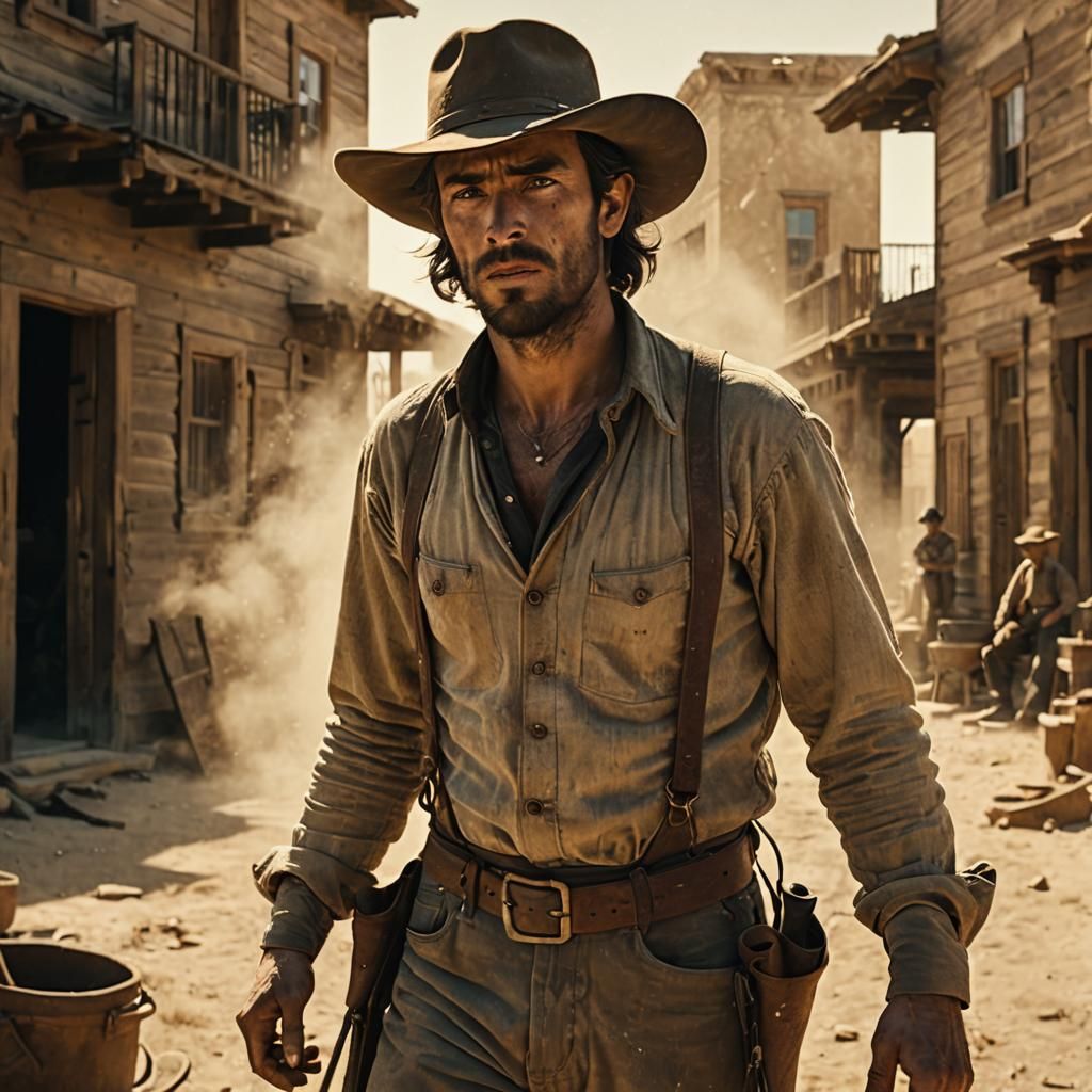 Vintage Western Image of Shady Spaniard in Sunlight