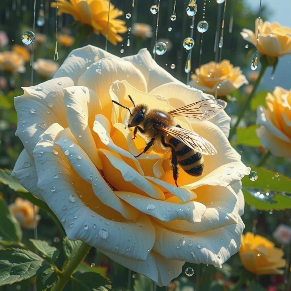 Detailed Bee Illustration in Anime Style